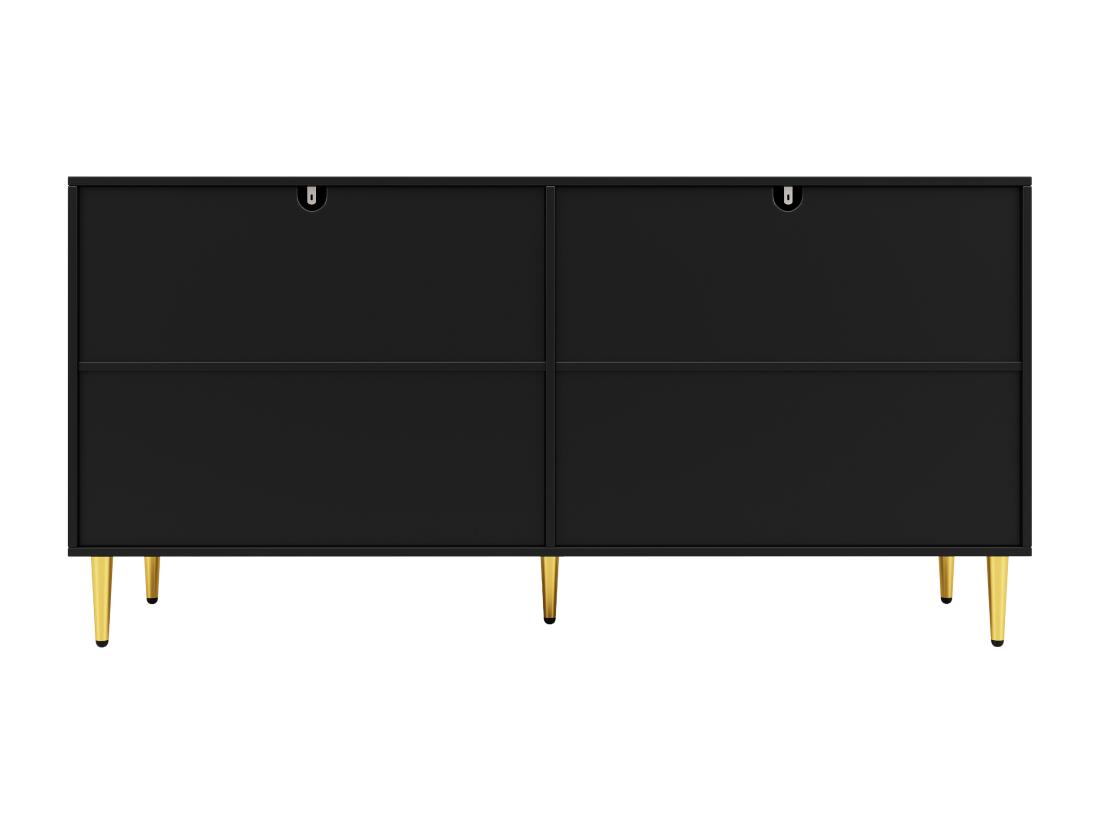 Vente Unique Buffet Moderne - 4 Portes à Motif Ondulé - En MDF - Noir