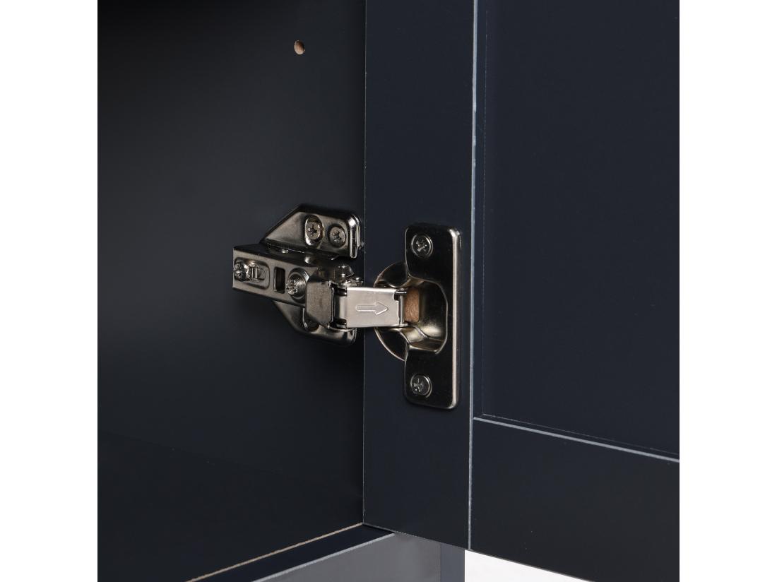 Vente Unique Buffet Pour Salon - 4 Portes Et 3 Tiroirs - Panneaux De Particules - Gris Noir