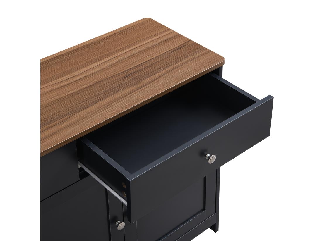 Vente Unique Buffet Pour Salon - 4 Portes Et 3 Tiroirs - Panneaux De Particules - Gris Noir