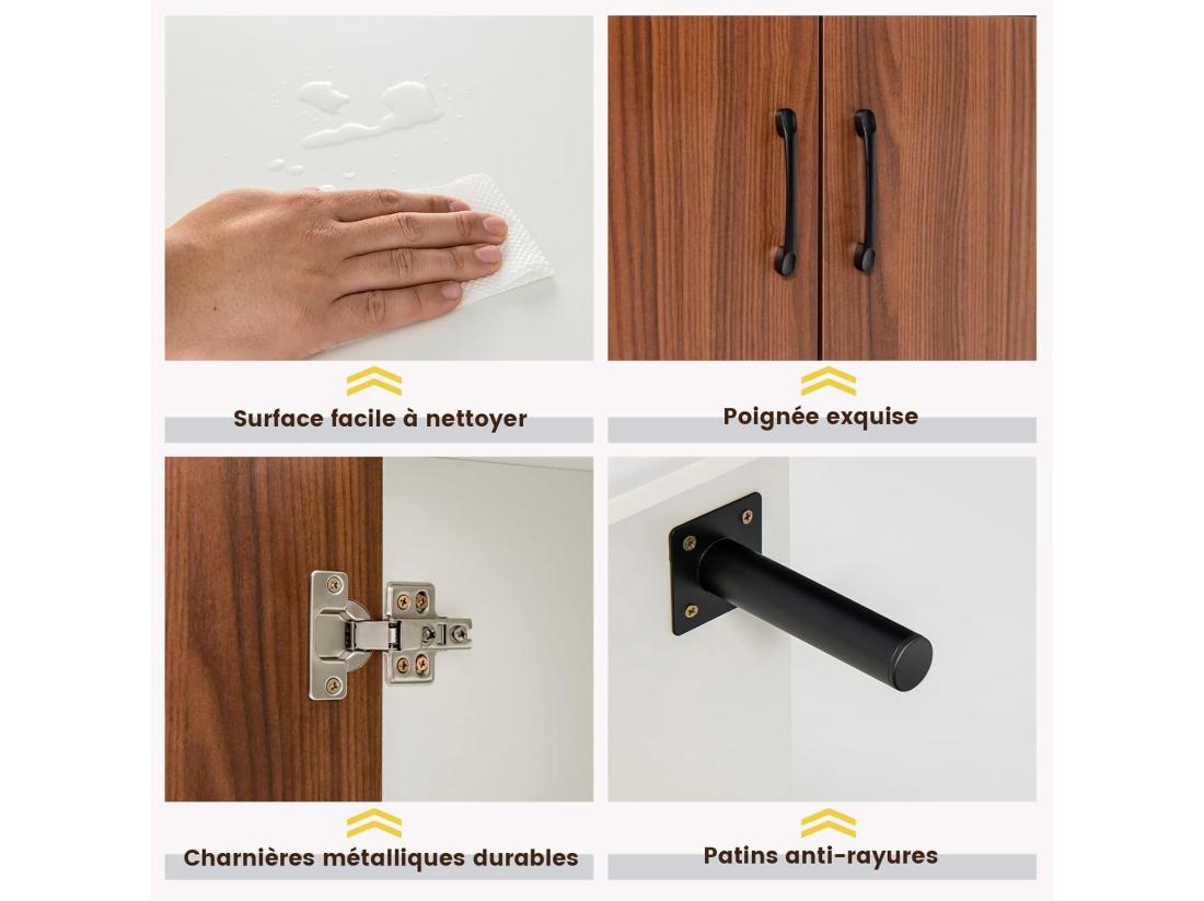 Vente Unique Buffet Salon Avec 2 Portes Et 2 Compartiments 4 Pieds Métalliques 148 X 40 X 75 Cm