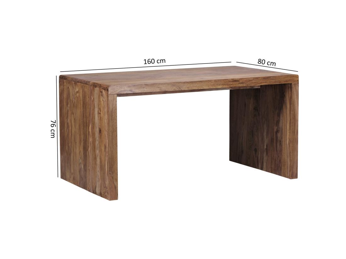 Vente Unique Bureau 160 Cm Table D’Ordinateur Bois Massif Sheesham Table De Travail