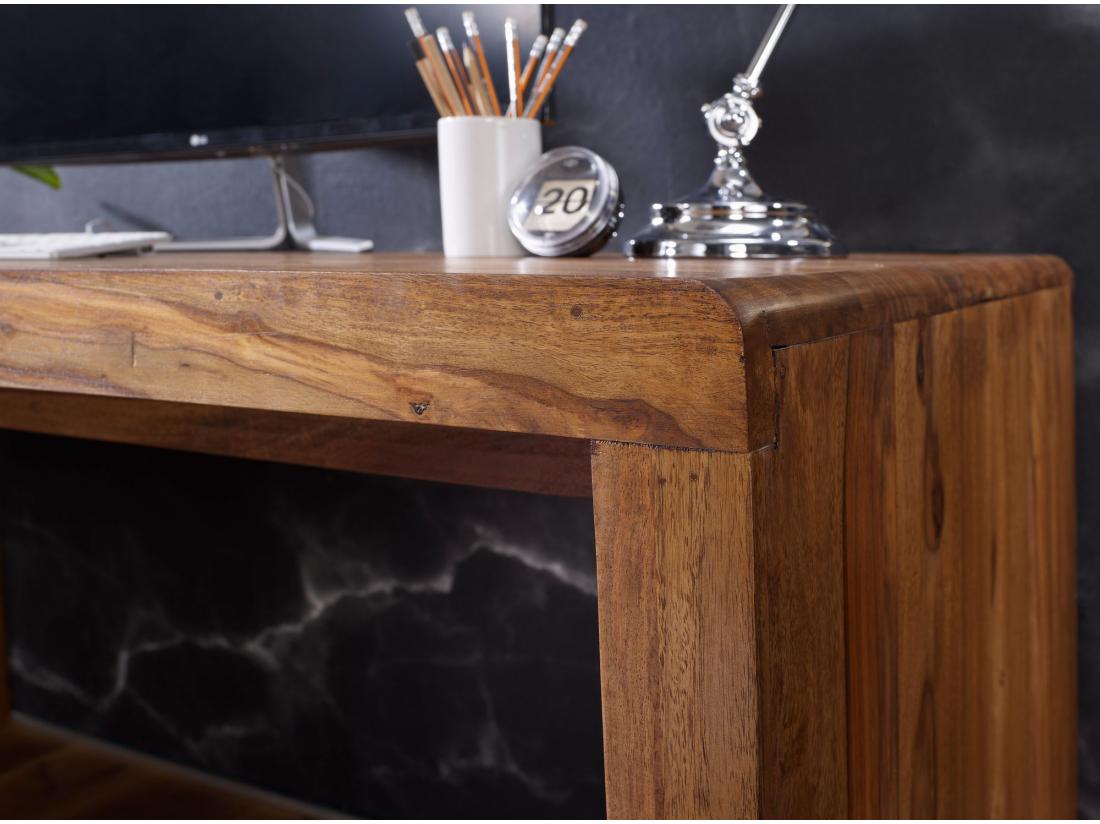 Vente Unique Bureau 160 Cm Table D’Ordinateur Bois Massif Sheesham Table De Travail