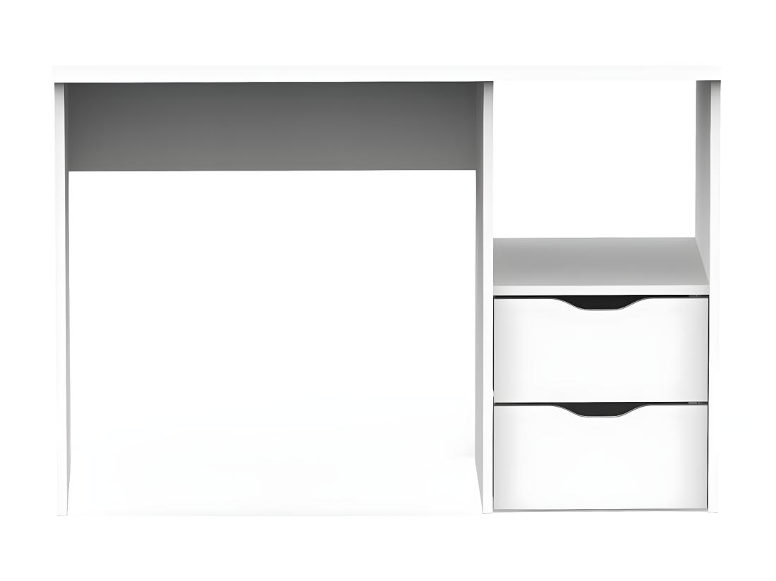 Vente Unique Bureau 2 Tiroirs Coloris Blanc - Hauteur 76 X Longueur 115 X Profondeur 50 Cm