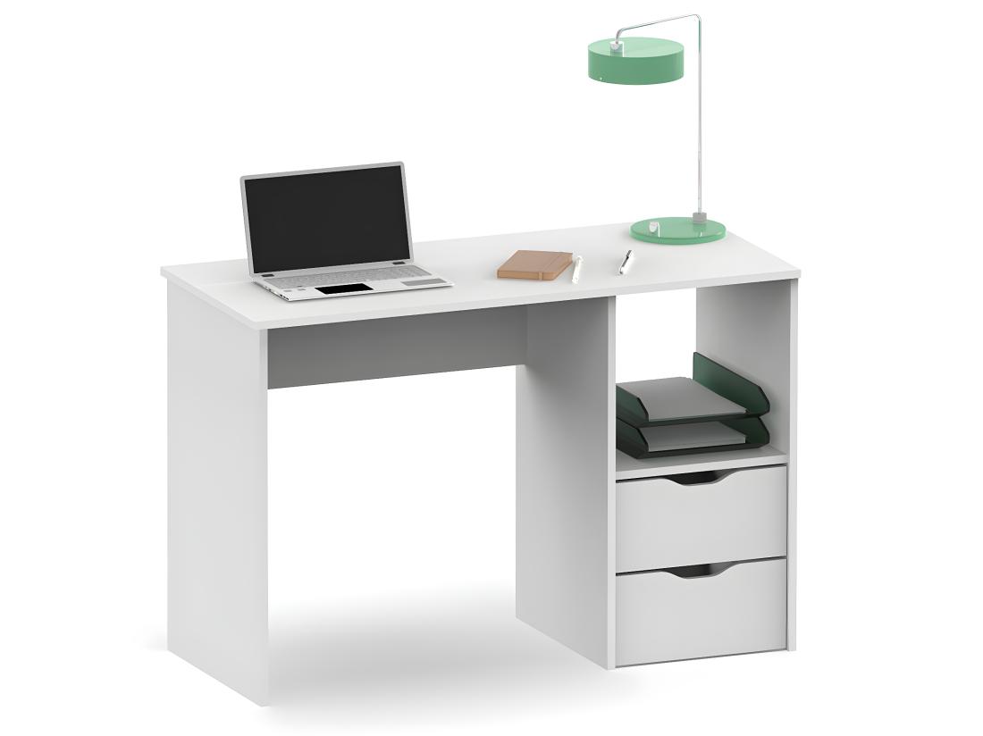vente unique Bureau 2 tiroirs coloris blanc - Hauteur 76 x Longueur 115 x Profondeur 50 cm