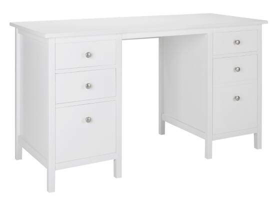 Vente Unique Bureau ALBANE - 4 Tiroirs - 1 Porte - Pin Blanc