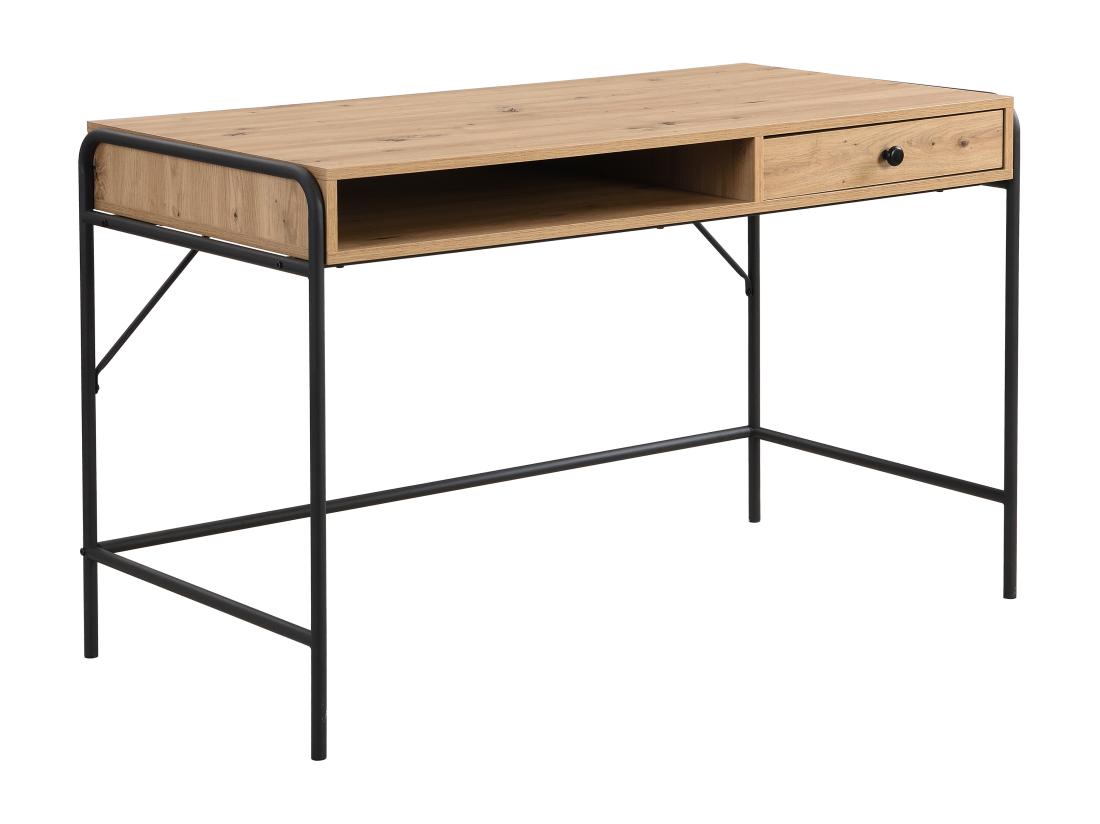 Vente Unique Bureau Avec 1 Tiroir Et 1 Niche - MDF Et Métal - Coloris : Naturel Et Noir - LAROFI