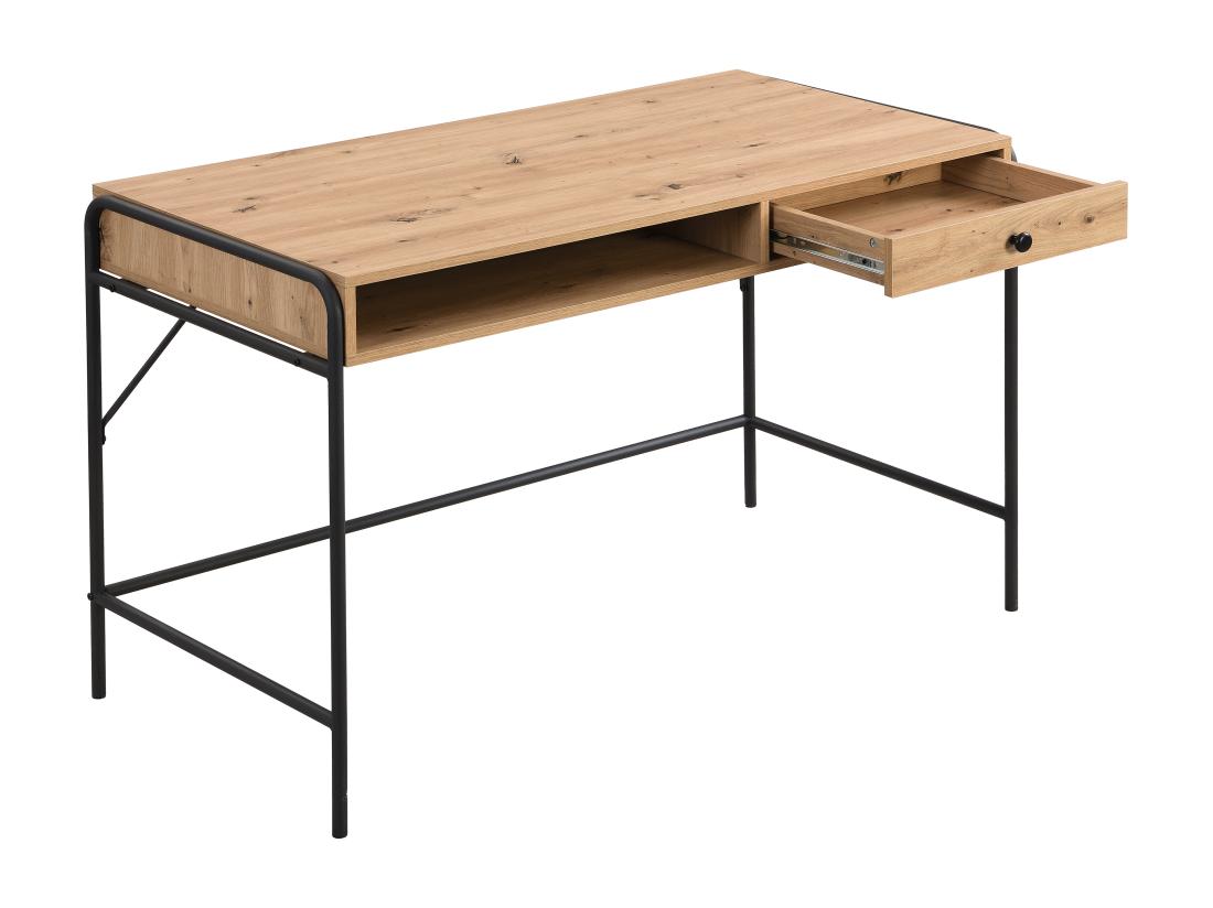 Vente Unique Bureau Avec 1 Tiroir Et 1 Niche - MDF Et Métal - Coloris : Naturel Et Noir - LAROFI