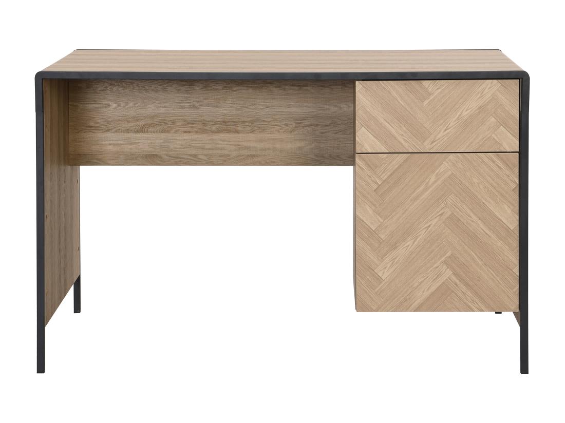 Vente Unique Bureau Avec 1 Tiroir Et 1 Placard - MDF Et Métal - Coloris : Naturel Et Noir - TUMACO