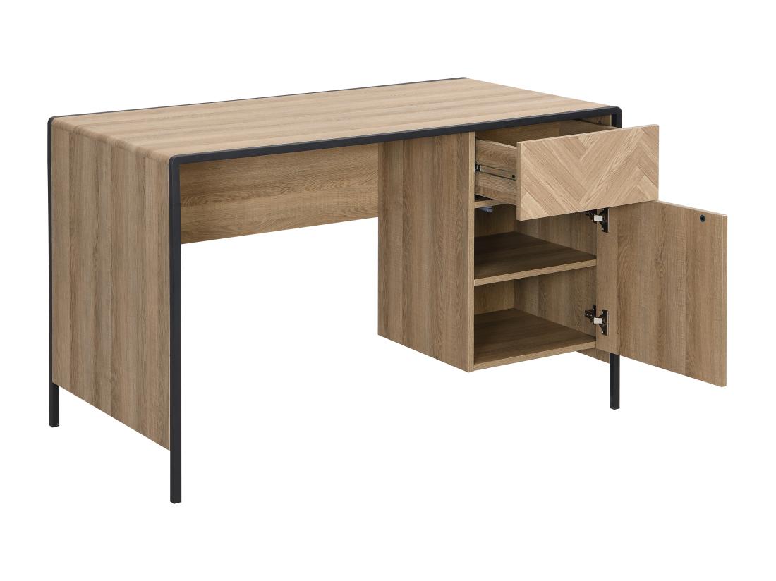 Vente Unique Bureau Avec 1 Tiroir Et 1 Placard - MDF Et Métal - Coloris : Naturel Et Noir - TUMACO