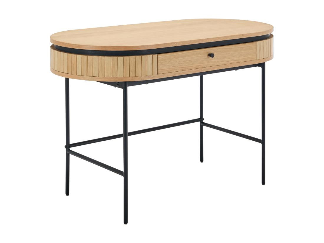 Vente Unique Bureau Avec 1 Tiroir - Placage Chêne - Coloris : Naturel Et Noir - CARDIONA