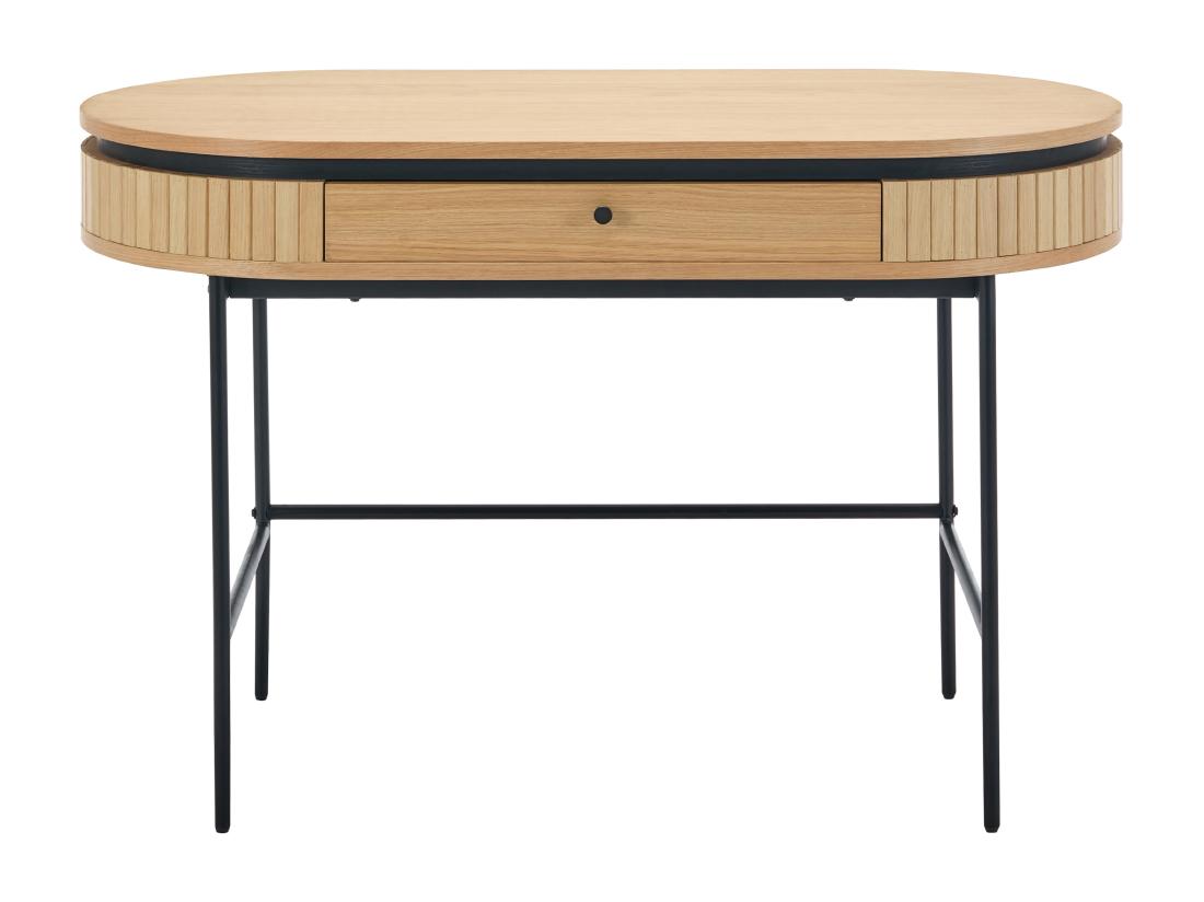 Vente Unique Bureau Avec 1 Tiroir - Placage Chêne - Coloris : Naturel Et Noir - CARDIONA