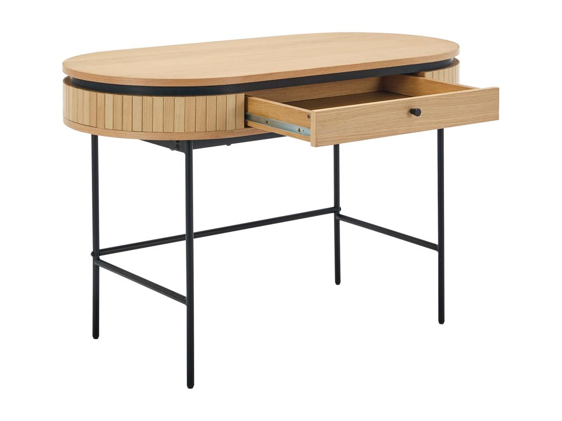 Vente Unique Bureau Avec 1 Tiroir - Placage Chêne - Coloris : Naturel Et Noir - CARDIONA