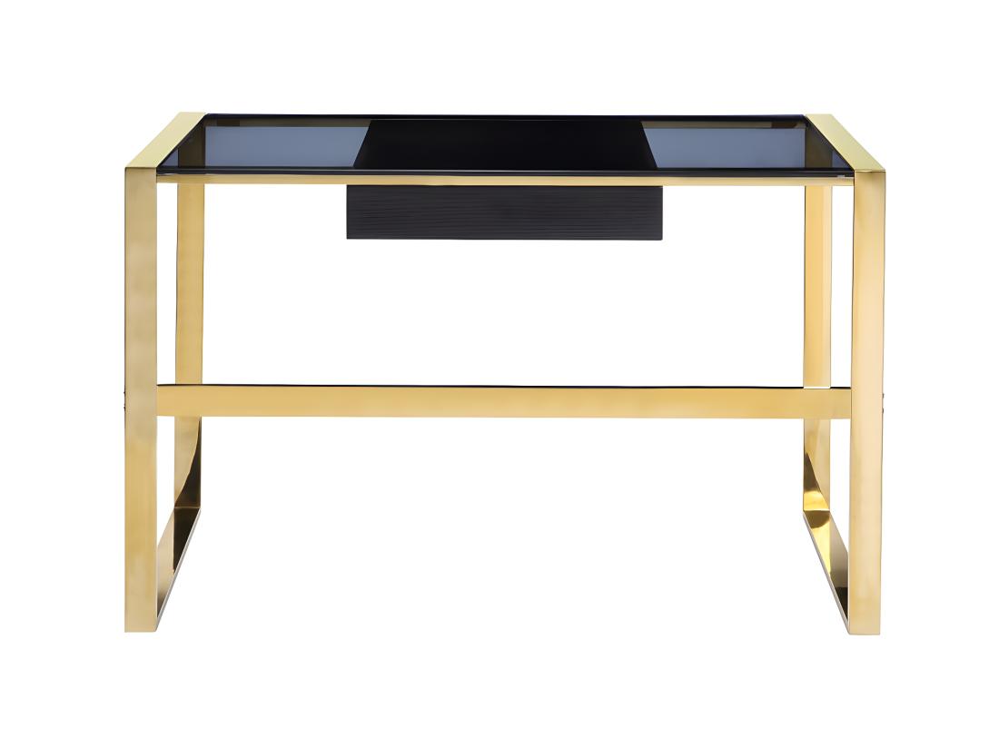 Vente Unique Bureau Avec 1 Tiroir - Verre Trempé Et Acier - Noir Et Doré - SALI De Pascal Morabito