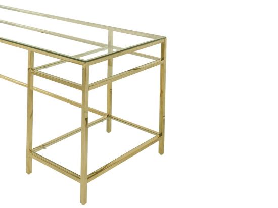 Vente Unique Bureau Avec 2 étagères - Verre Trempé Et Acier - Doré - TIZIO De Pascal Morabito