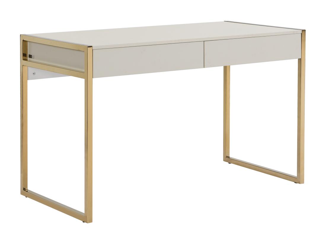 Vente Unique Bureau Avec 2 Tiroirs - MDF Et Métal - Beige Et Doré - MASON De Pascal Morabito
