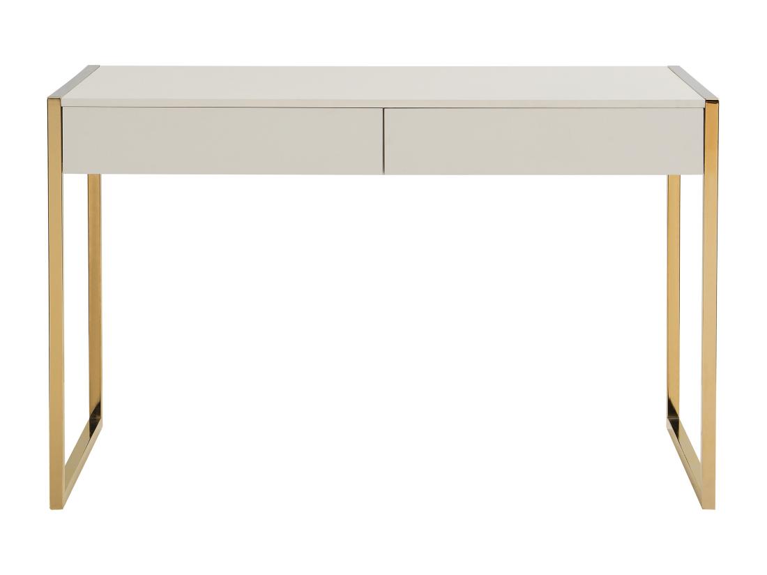 Vente Unique Bureau Avec 2 Tiroirs - MDF Et Métal - Beige Et Doré - MASON De Pascal Morabito
