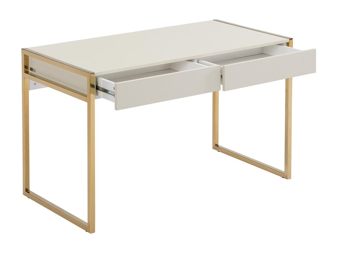 Vente Unique Bureau Avec 2 Tiroirs - MDF Et Métal - Beige Et Doré - MASON De Pascal Morabito