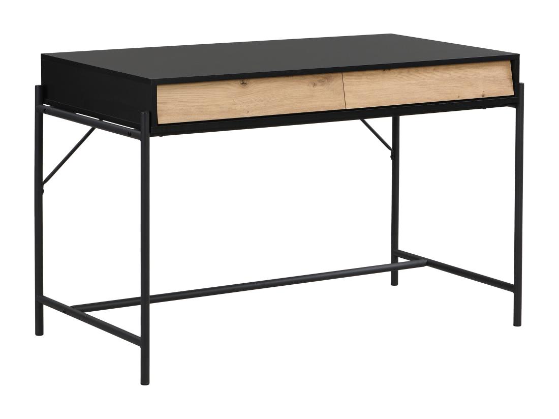 Vente Unique Bureau Avec 2 Tiroirs - MDF Et Métal - Noir Et Naturel - VUORIA