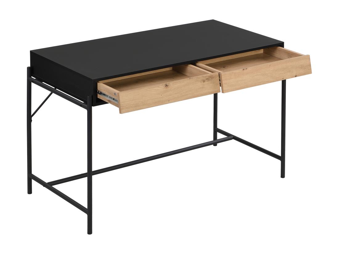 Vente Unique Bureau Avec 2 Tiroirs - MDF Et Métal - Noir Et Naturel - VUORIA