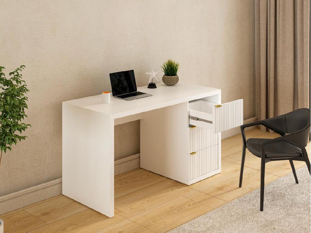 Vente Unique Bureau Avec 3 Tiroirs - Blanc - MABELI De Pascal Morabito
