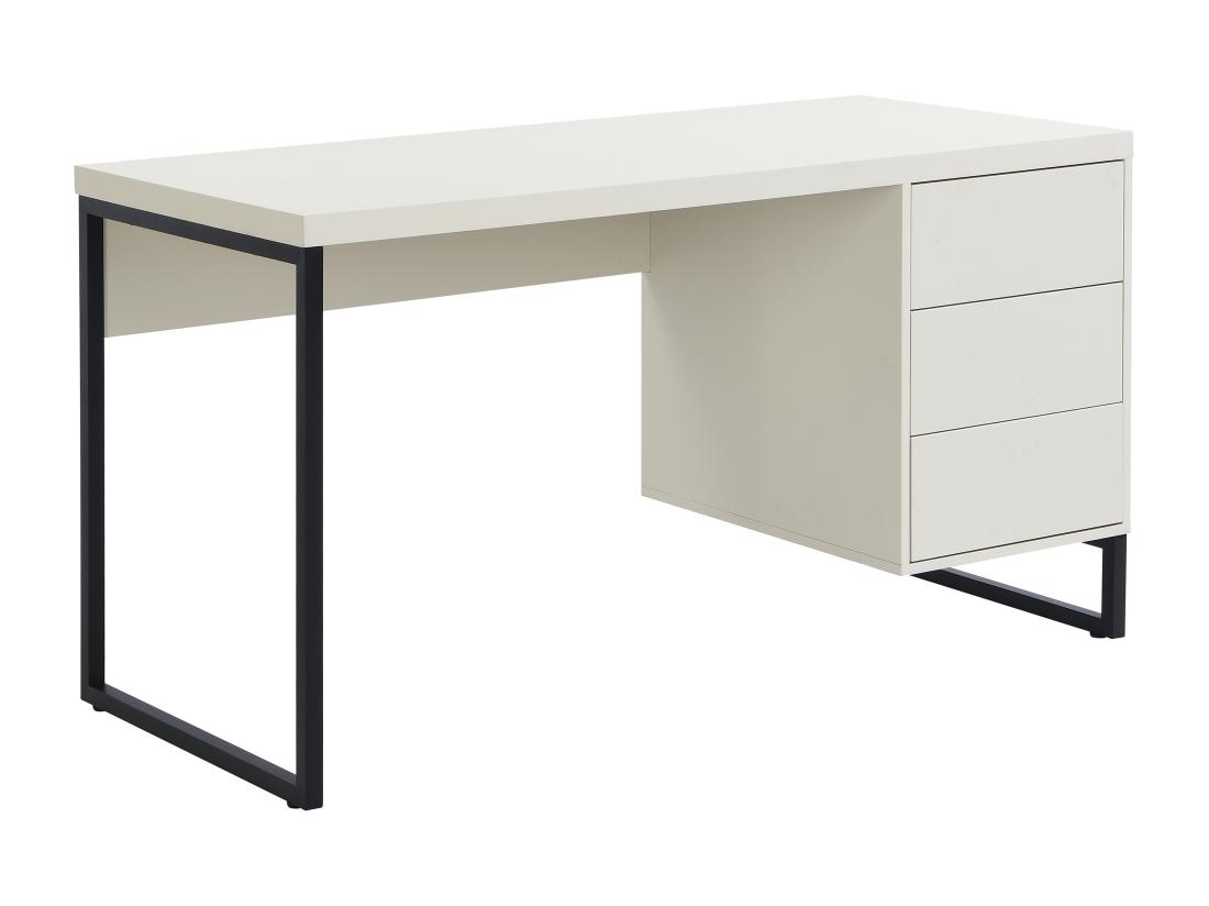 Vente Unique Bureau Avec 3 Tiroirs - MDF Et Métal - Beige Et Noir - TIMFIA De Pascal Morabito