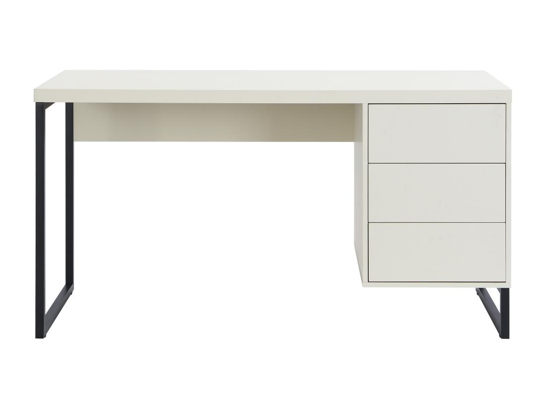 Vente Unique Bureau Avec 3 Tiroirs - MDF Et Métal - Beige Et Noir - TIMFIA De Pascal Morabito