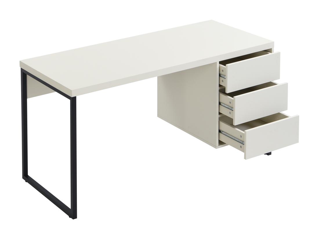 Vente Unique Bureau Avec 3 Tiroirs - MDF Et Métal - Beige Et Noir - TIMFIA De Pascal Morabito