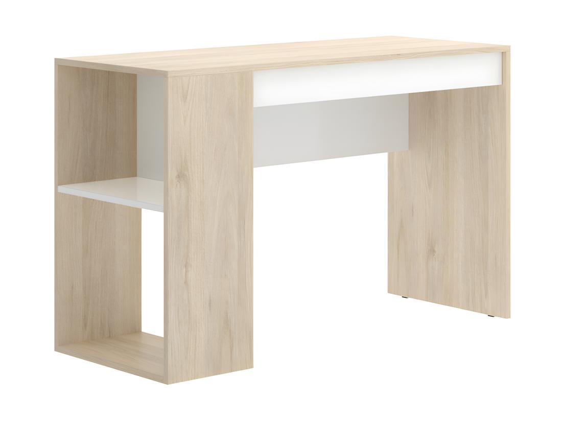 Vente Unique Bureau Avec Rangements INES - Coloris : Chêne Et Blanc