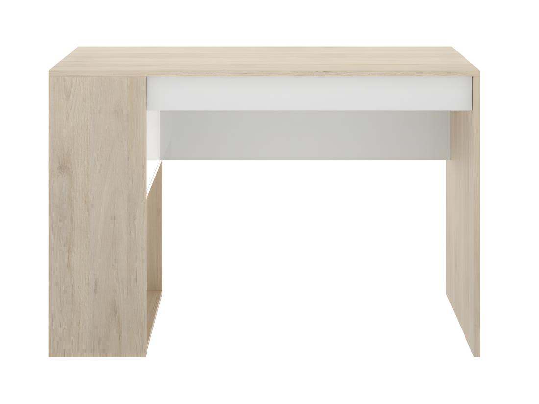 Vente Unique Bureau Avec Rangements INES - Coloris : Chêne Et Blanc
