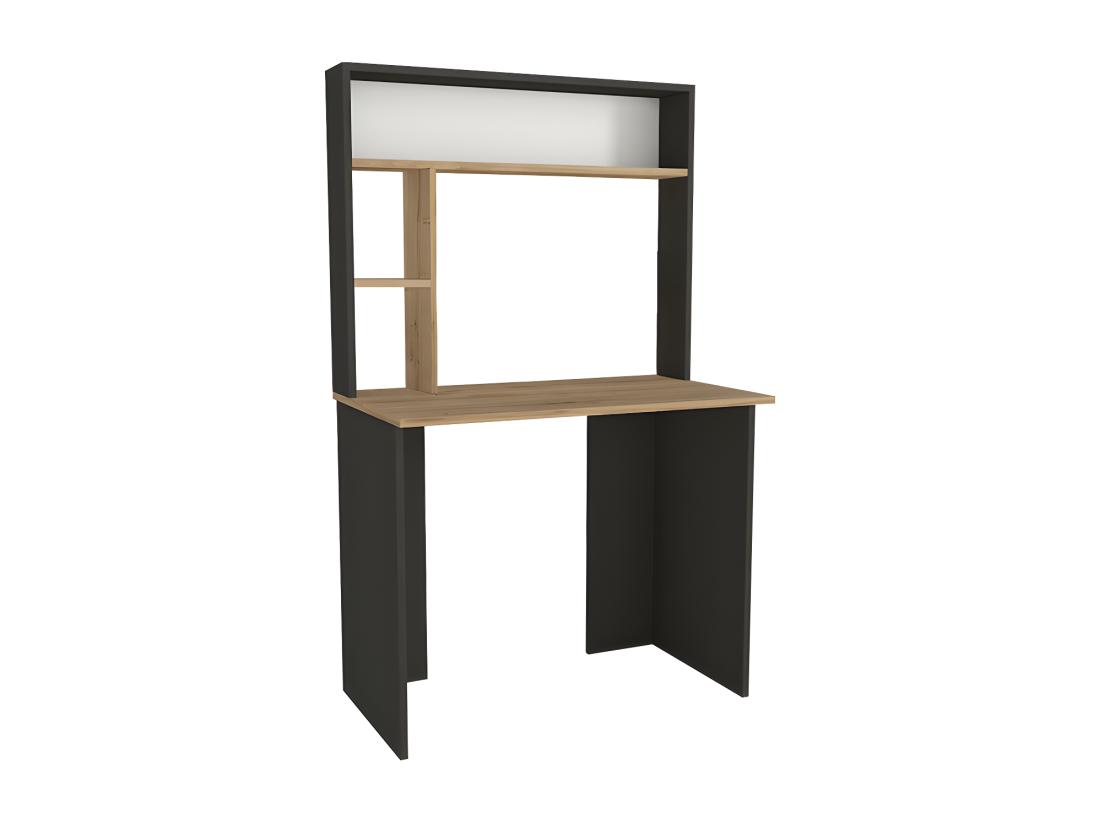 Vente Unique Bureau Avec Rangements - Noir Et Naturel - VALURI
