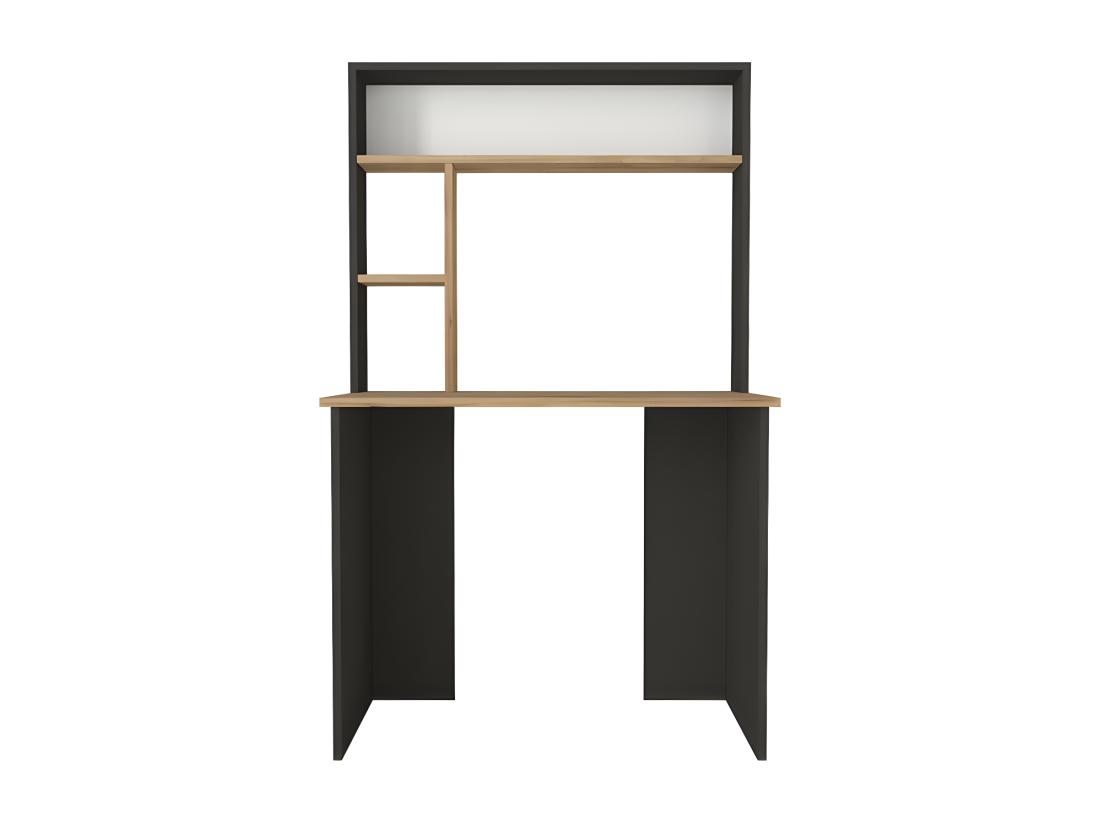 Vente Unique Bureau Avec Rangements - Noir Et Naturel - VALURI