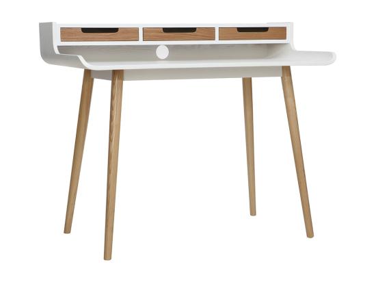 Vente Unique Bureau Avec Rangements Scandinave Bois Clair Et Blanc L110 Cm OPUS
