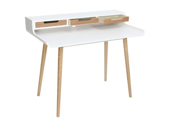 Vente Unique Bureau Avec Rangements Scandinave Bois Clair Et Blanc L110 Cm OPUS