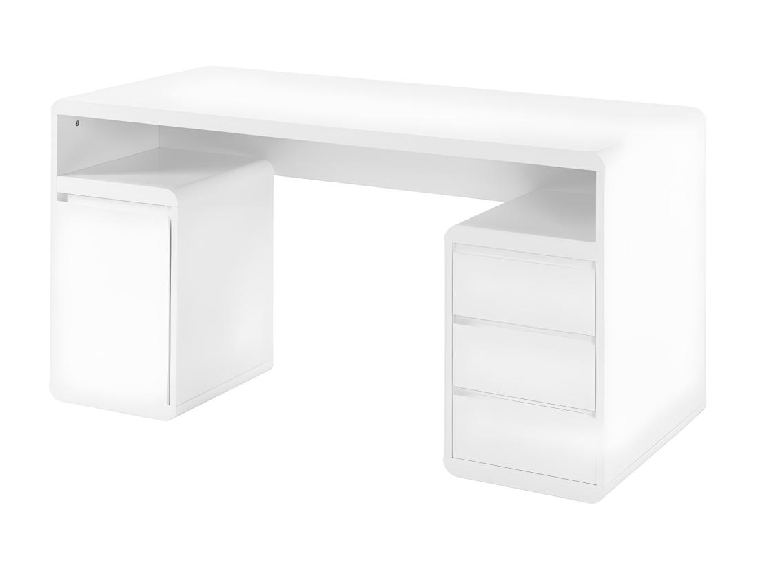 Vente Unique Bureau Avec Rangements SERGUEI - MDF Laqué Blanc