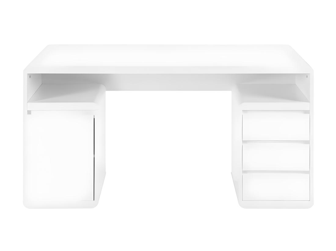 Vente Unique Bureau Avec Rangements SERGUEI - MDF Laqué Blanc