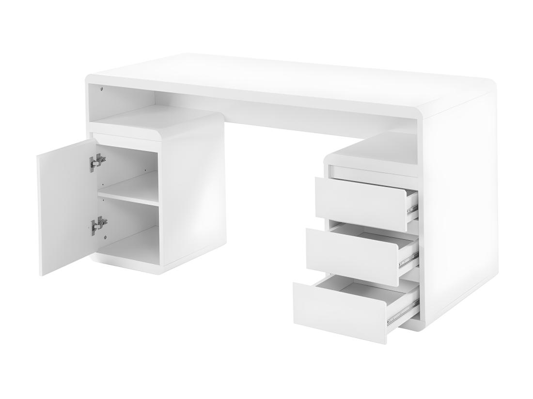 Vente Unique Bureau Avec Rangements SERGUEI - MDF Laqué Blanc