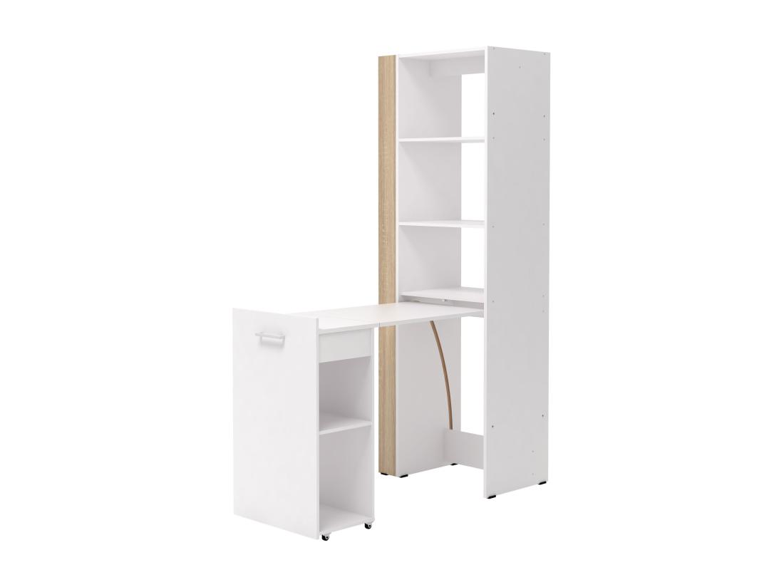 Vente Unique Bureau Bibliothèque Modulable - 10 Niches - Coloris : Naturel Et Blanc - TUPELIO