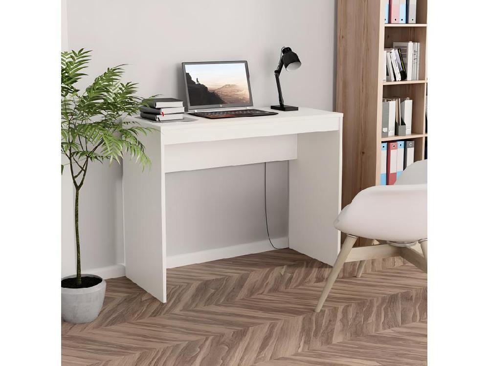 Vente Unique Bureau Blanc 90x40x72 Cm Bois D'ingénierie