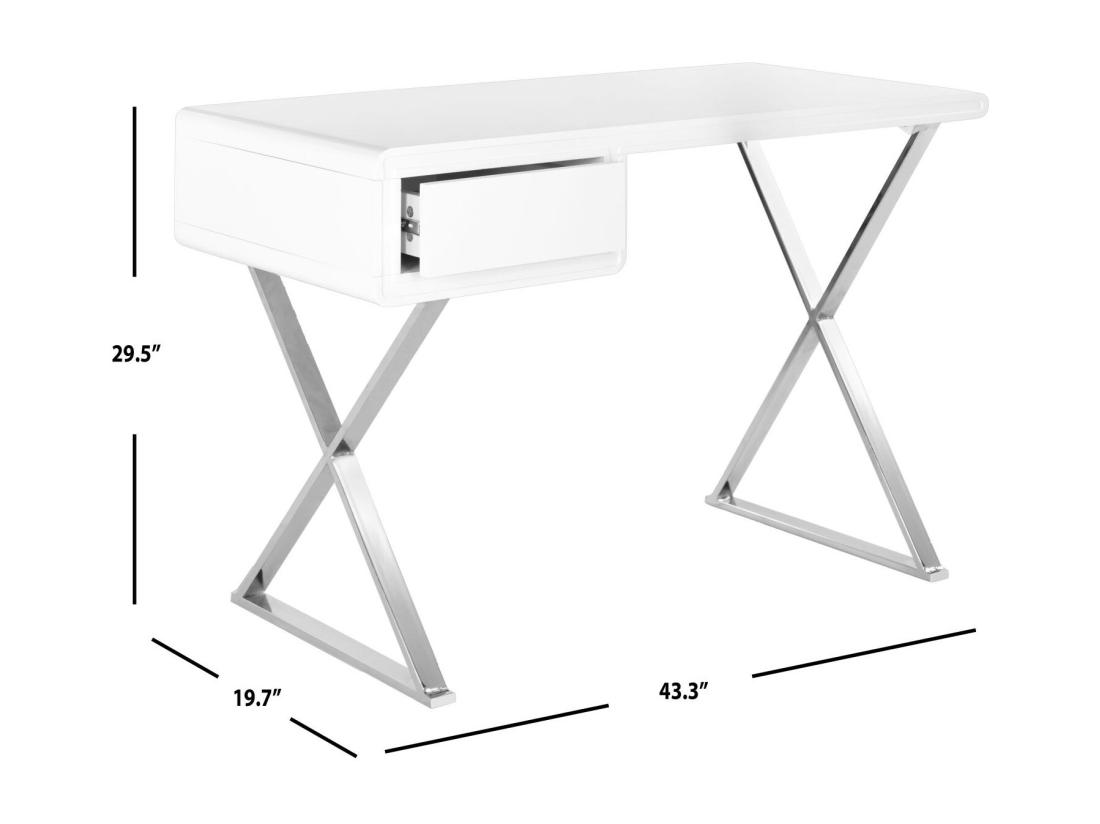 Vente Unique Bureau Blanc Et Chrome 50 X 110 X 74.93 Cm - Litha