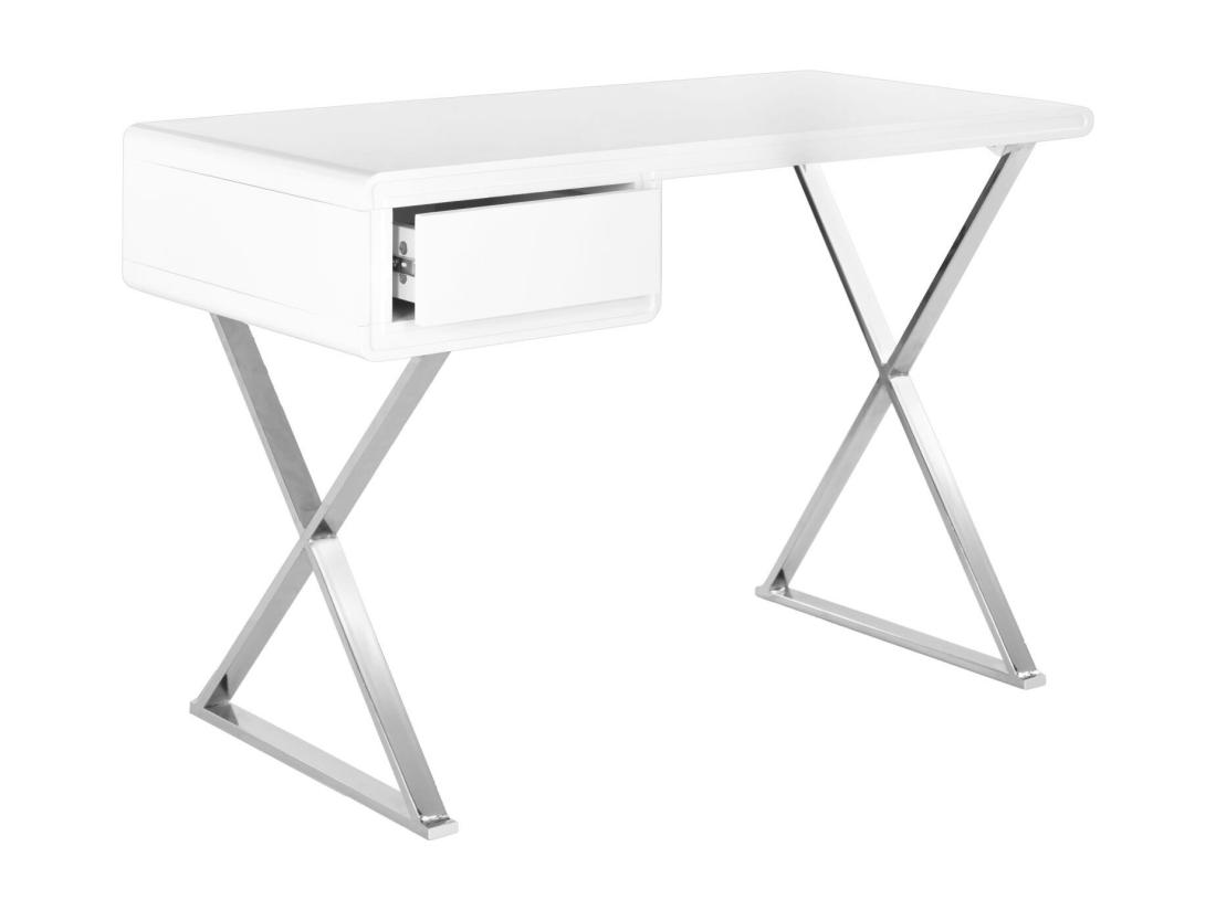 Vente Unique Bureau Blanc Et Chrome 50 X 110 X 74.93 Cm - Litha