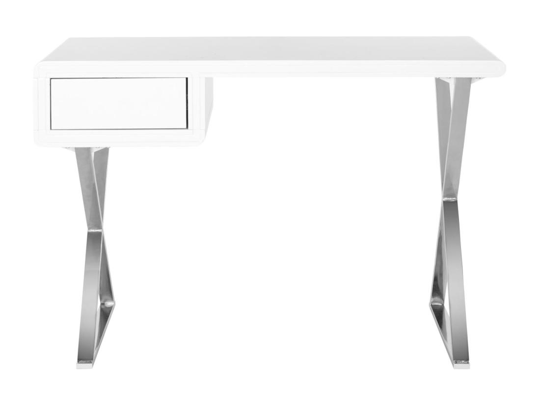 Vente Unique Bureau Blanc Et Chrome 50 X 110 X 74.93 Cm - Litha