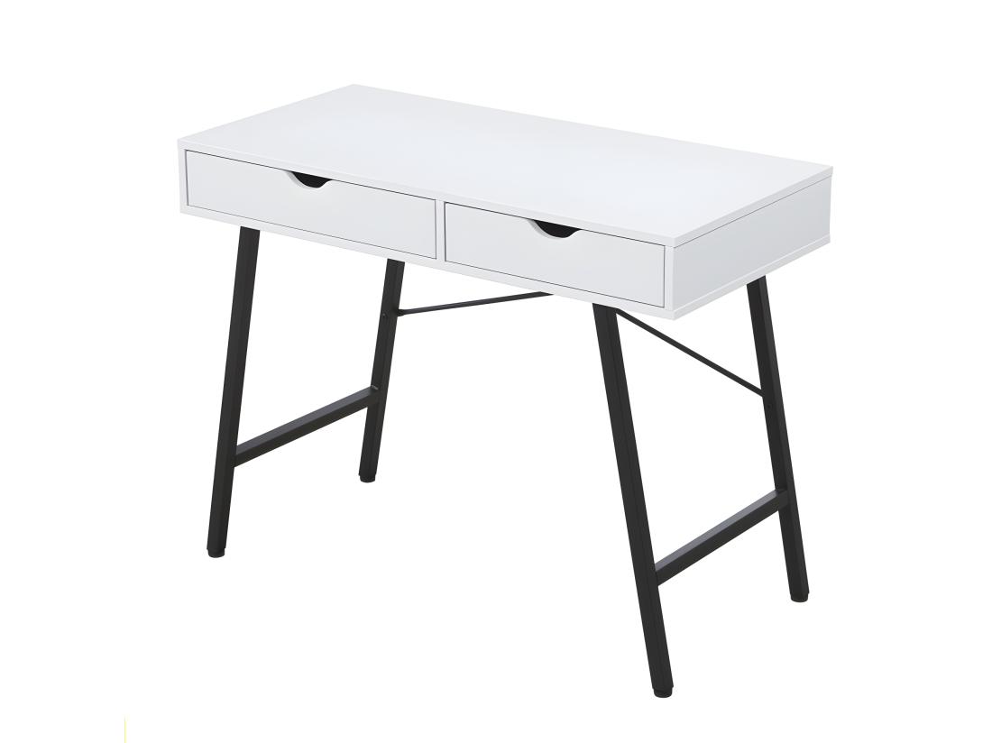 Vente Unique Bureau BOSTON 100 X 48 Cm/ Blanc Et Métal Noir
