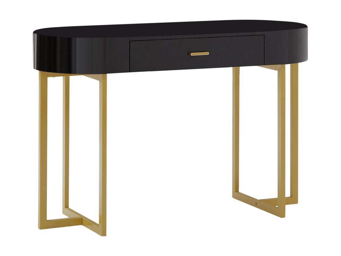 Vente Unique Bureau Console Avec 1 Tiroir - MDF Laqué Et Métal - Noir Et Doré - TORELI De Pascal Morabito