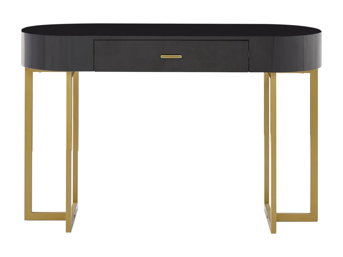 Vente Unique Bureau Console Avec 1 Tiroir - MDF Laqué Et Métal - Noir Et Doré - TORELI De Pascal Morabito