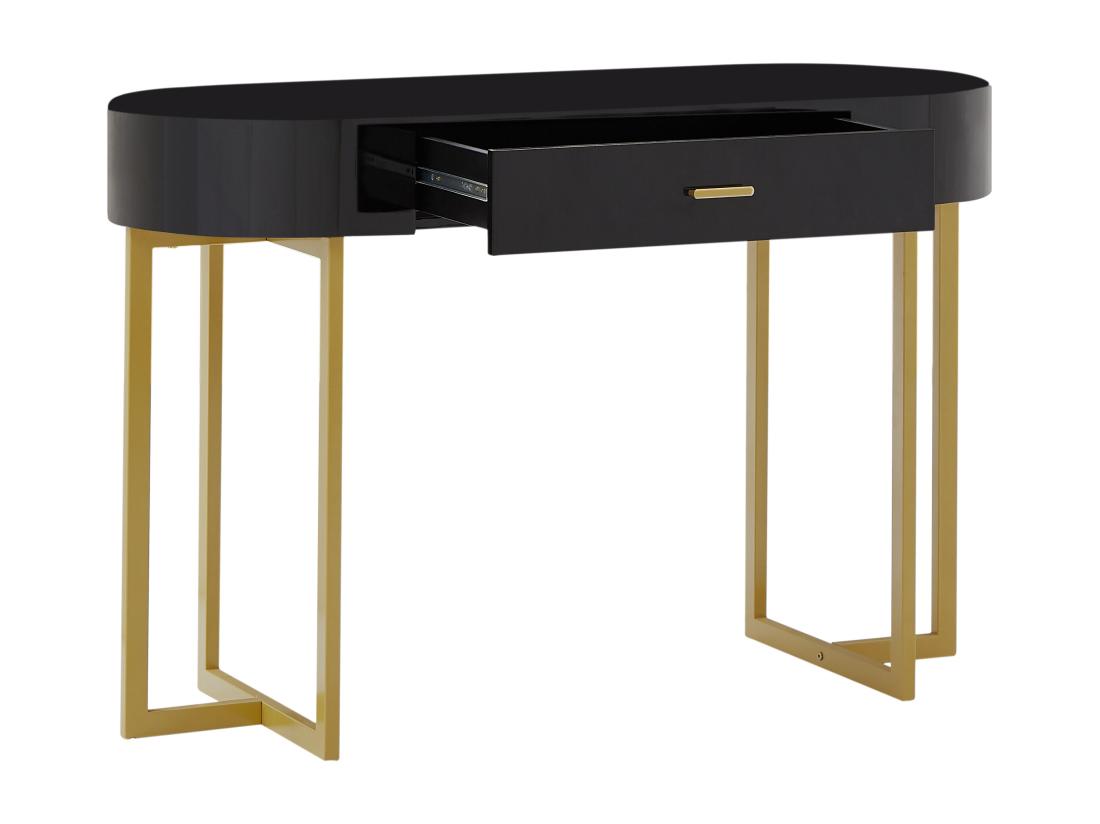 Vente Unique Bureau Console Avec 1 Tiroir - MDF Laqué Et Métal - Noir Et Doré - TORELI De Pascal Morabito