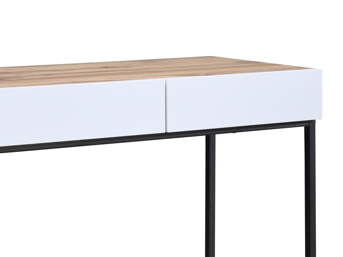 Vente Unique Bureau Console Avec 2 Tiroirs - Blanc Et Naturel - CEVANIA