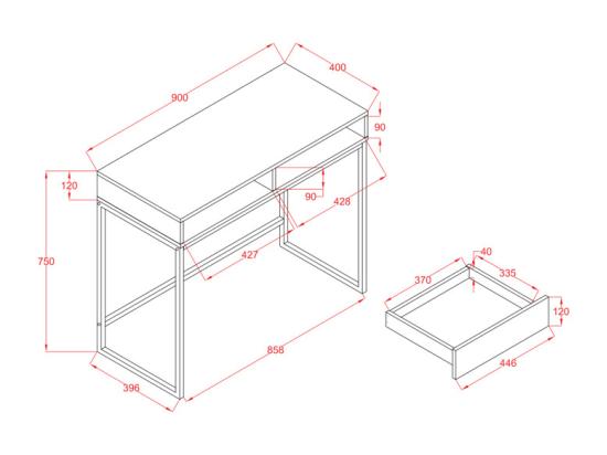 Vente Unique Bureau Console Avec 2 Tiroirs - Blanc Et Naturel - CEVANIA