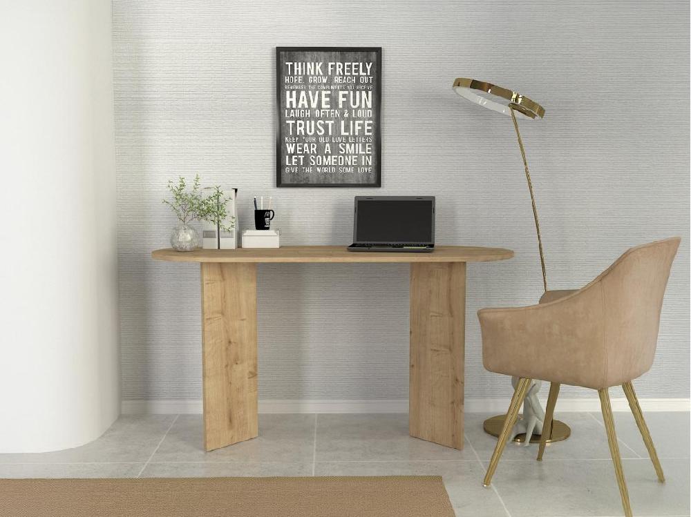 Vente Unique Bureau Console - Coloris : Naturel Clair - TOPANIA
