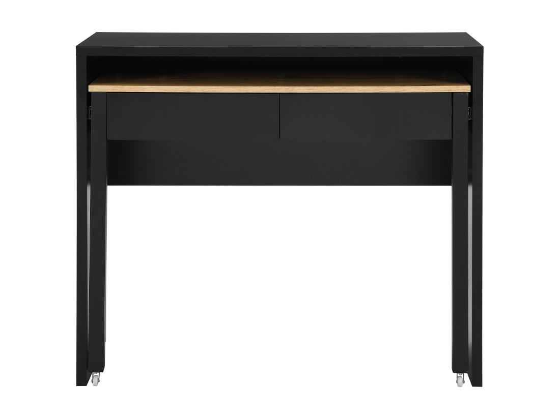 Vente Unique Bureau Console Extensible Avec 2 Tiroirs - Noir Et Naturel - LOAVIA