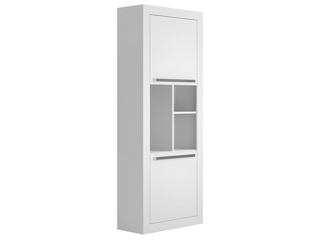 Vente Unique Bureau D'angle - 2 Tiroirs Et 2 Portes - Coloris : Blanc Et Chêne - EVAN